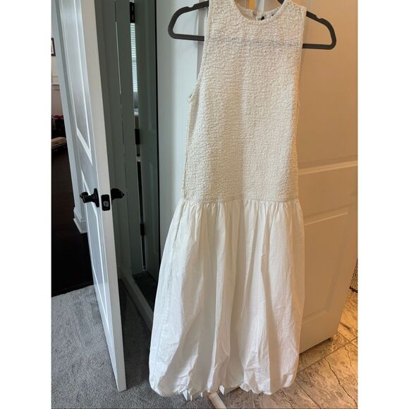 NWOT ZARA ⭐️VIRAL⭐️ WHITE SLEEVELESS BALLOON POPLIN DRESS Sz Sm $118 - Picture 3 of 9